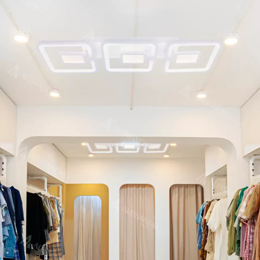 LED csillár távirányítóval FELIX 87W, 3 négyzet, hideg/meleg/semleges fény, szabályozható, fehér LED csillárok távirányítóval Alapértelmezett cím Alessandro Design