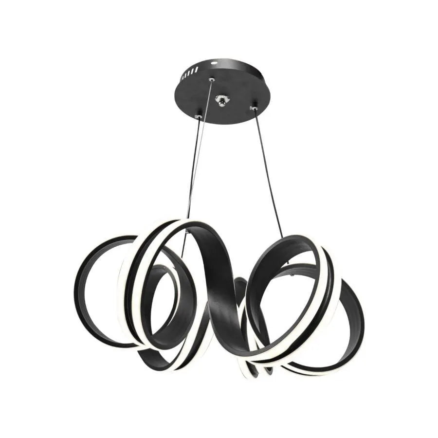 Függesztett LED-csillár távirányítóval INFINITY TWIST 180W, Hullámos, Hideg/Meleg/Semleges fény, Szabályozható, Fekete, Állítható magasságú Modern csillárok Alapértelmezett cím Alessandro Design