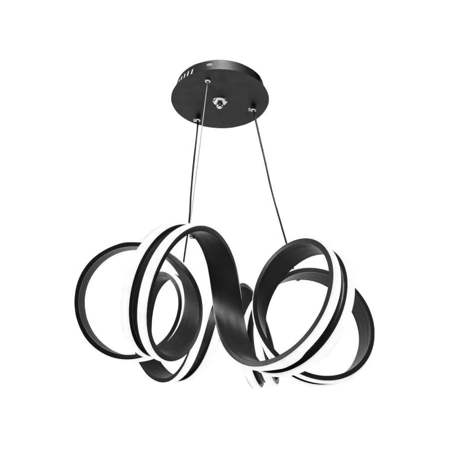 Függesztett LED-csillár távirányítóval INFINITY TWIST 180W, Hullámos, Hideg/Meleg/Semleges fény, Szabályozható, Fekete, Állítható magasságú Modern csillárok Alapértelmezett cím Alessandro Design