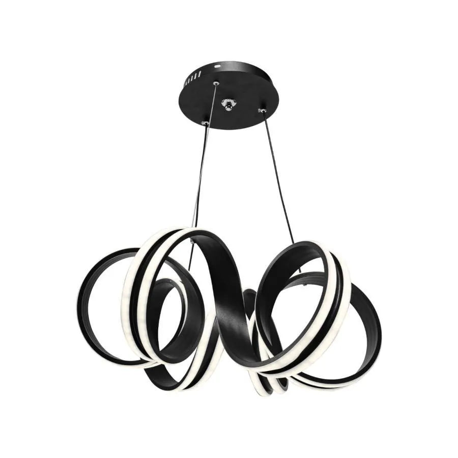 Függesztett LED-csillár távirányítóval INFINITY TWIST 180W, Hullámos, Hideg/Meleg/Semleges fény, Szabályozható, Fekete, Állítható magasságú Modern csillárok Alapértelmezett cím Alessandro Design