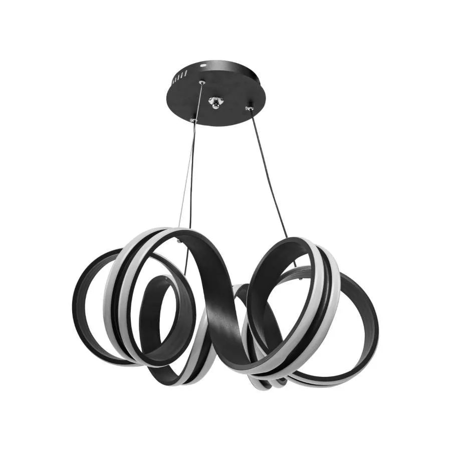 Függesztett LED-csillár távirányítóval INFINITY TWIST 180W, Hullámos, Hideg/Meleg/Semleges fény, Szabályozható, Fekete, Állítható magasságú Modern csillárok Alapértelmezett cím Alessandro Design