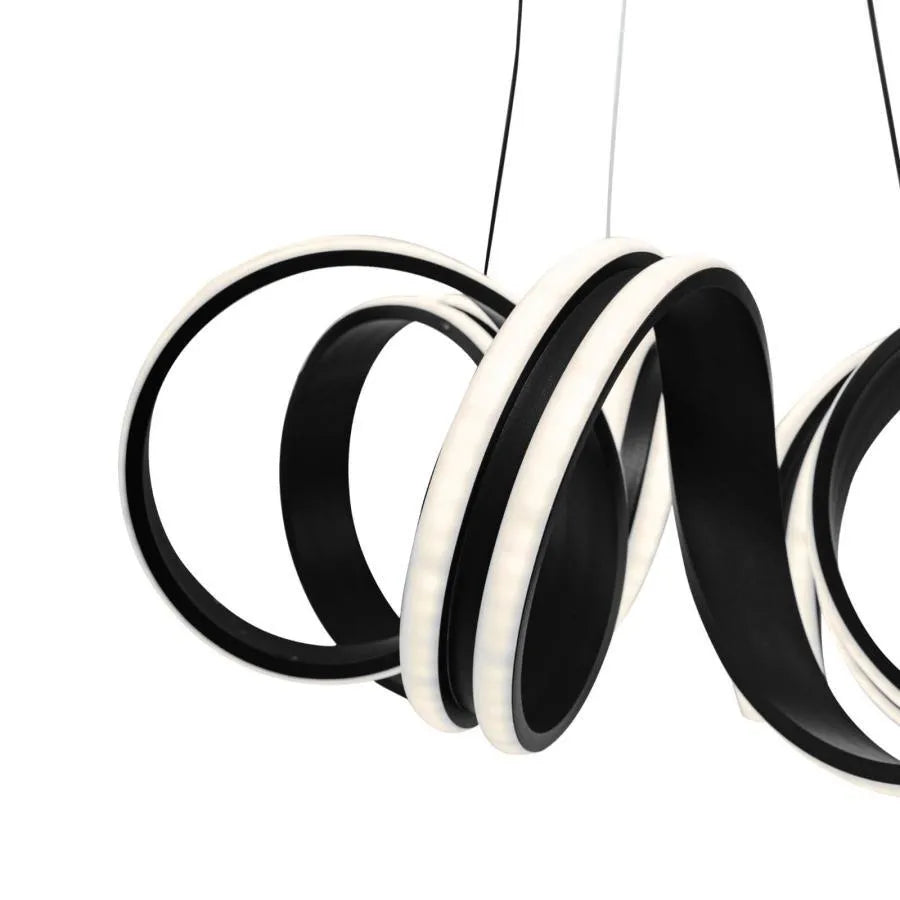 Függesztett LED-csillár távirányítóval INFINITY TWIST 180W, Hullámos, Hideg/Meleg/Semleges fény, Szabályozható, Fekete, Állítható magasságú Modern csillárok Alapértelmezett cím Alessandro Design