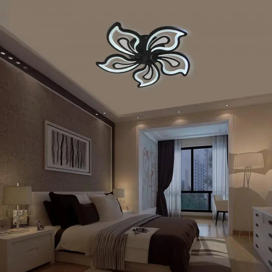 LED csillár távirányítóval GLORIOSA 150W, 5 szirom, hideg/meleg/semleges fény, szabályozható, fekete LED-es csillárok távirányítóval Alapértelmezett cím Alessandro Design