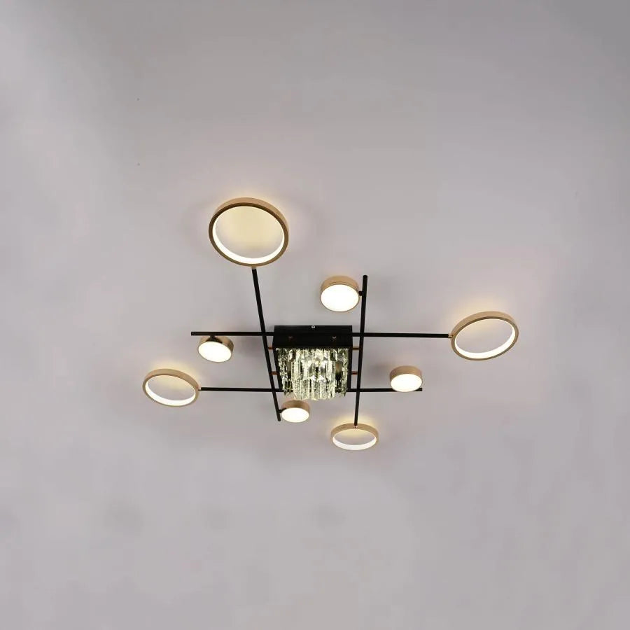 LED csillár távirányítóval és kristály MISEL 168W, 9 elem, hideg/meleg/semleges fény, szabályozható, fekete arany LED csillárok távirányítóval Alapértelmezett cím Alessandro Design