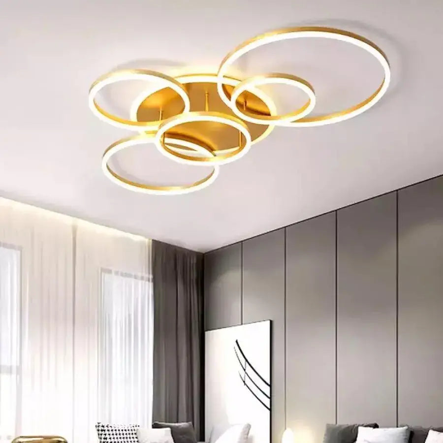 LED csillár távirányítóval LYRA 248W, 5 kör, hideg/meleg/semleges fény, szabályozható, csiszolt arany LED csillárok távirányítóval Alapértelmezett cím Alessandro Design