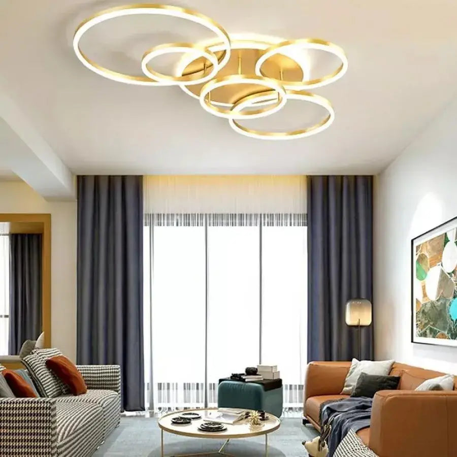 LED csillár távirányítóval LYRA 248W, 5 kör, hideg/meleg/semleges fény, szabályozható, csiszolt arany LED csillárok távirányítóval Alapértelmezett cím Alessandro Design