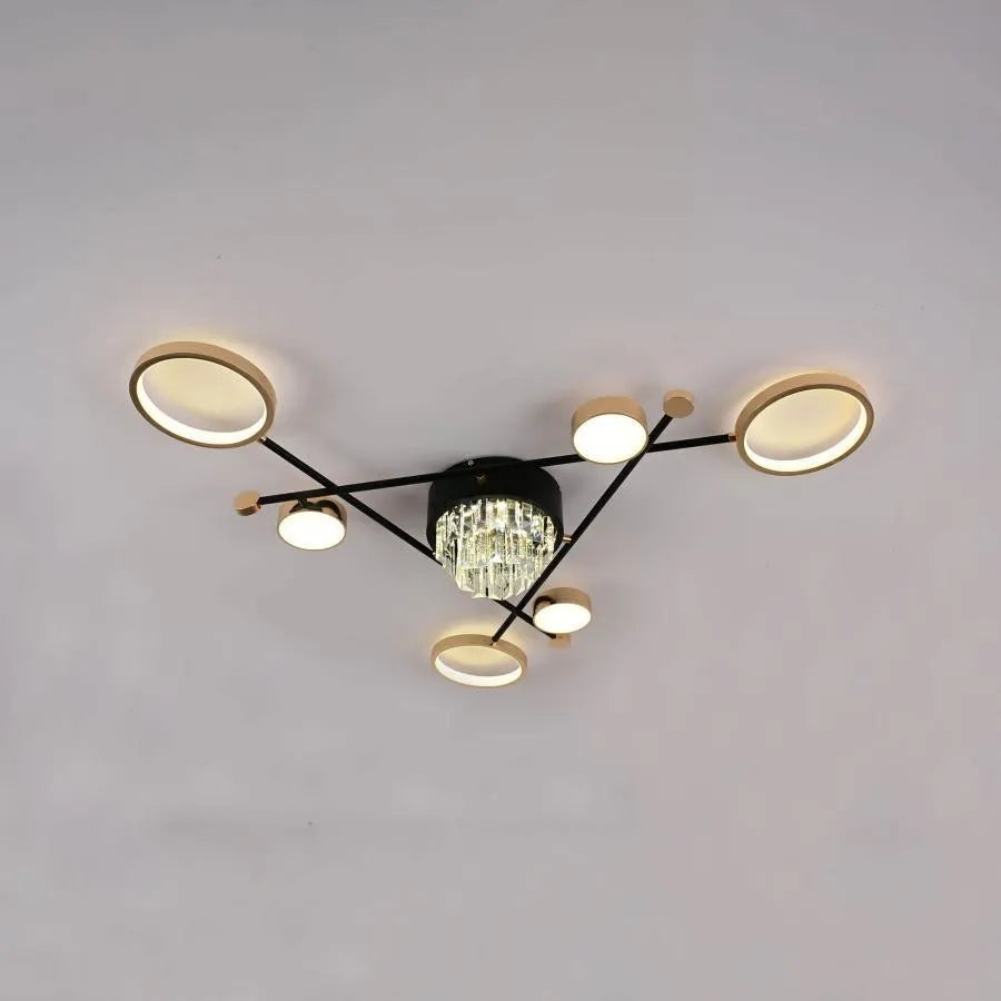 LED csillár távirányítóval és kristály MISEL 138W, 7 elem, hideg/meleg/semleges fény, szabályozható, fekete arany LED csillárok távirányítóval Alapértelmezett cím Alessandro Design