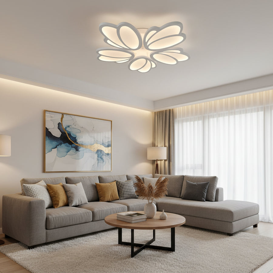 LED-es csillár távirányítóval TULIP 81W, 5 szirom, hideg/meleg/semleges fény, szabályozható, fehér LED-es csillár távirányítóval Alapértelmezett cím Alessandro Design