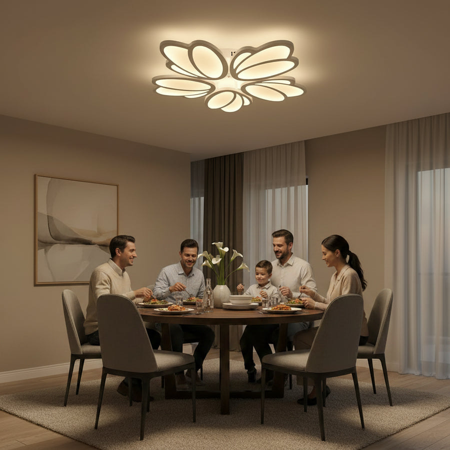 LED-es csillár távirányítóval TULIP 81W, 5 szirom, hideg/meleg/semleges fény, szabályozható, fehér LED-es csillár távirányítóval Alapértelmezett cím Alessandro Design