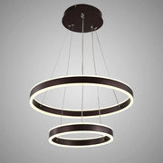 Függesztett LED-csillár távirányítóval OLATHE 180W, 2 kör, hideg/meleg/semleges fény, szabályozható, barna, állítható magasságú