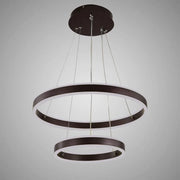 Függesztett LED-csillár távirányítóval OLATHE 180W, 2 kör, hideg/meleg/semleges fény, szabályozható, barna, állítható magasságú