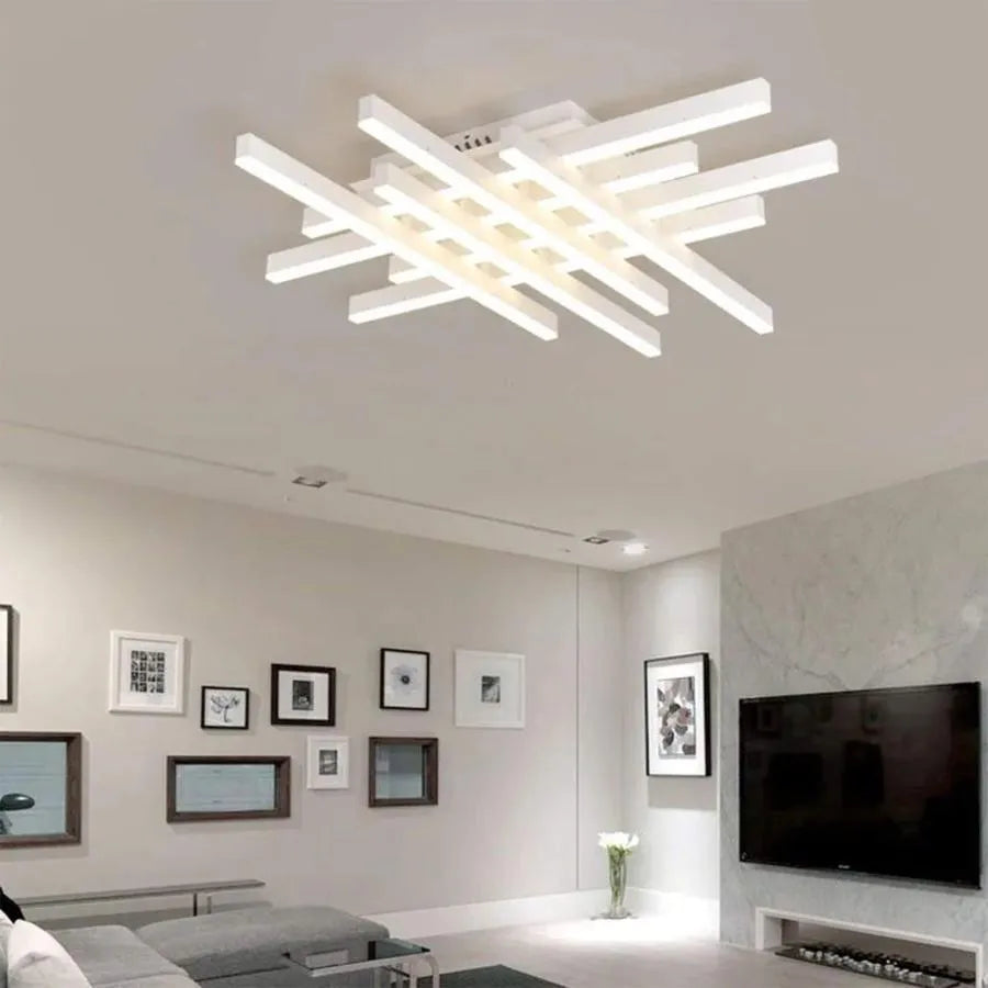 LED-es csillár távirányítóval MORA 160W, 8 elem, Lineáris, Hideg/Meleg/Semleges fény, Szabályozható, Fehér LED-es csillár távirányítóval Alapértelmezett cím Alessandro Design