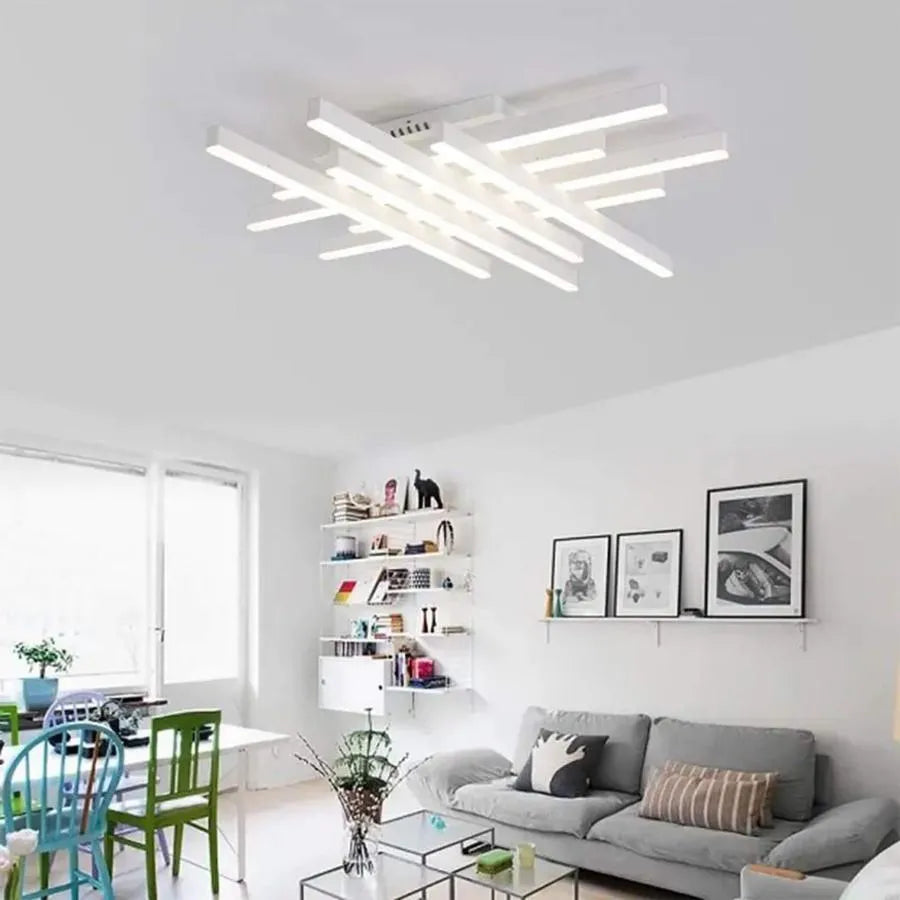 LED-es csillár távirányítóval MORA 160W, 8 elem, Lineáris, Hideg/Meleg/Semleges fény, Szabályozható, Fehér LED-es csillár távirányítóval Alapértelmezett cím Alessandro Design