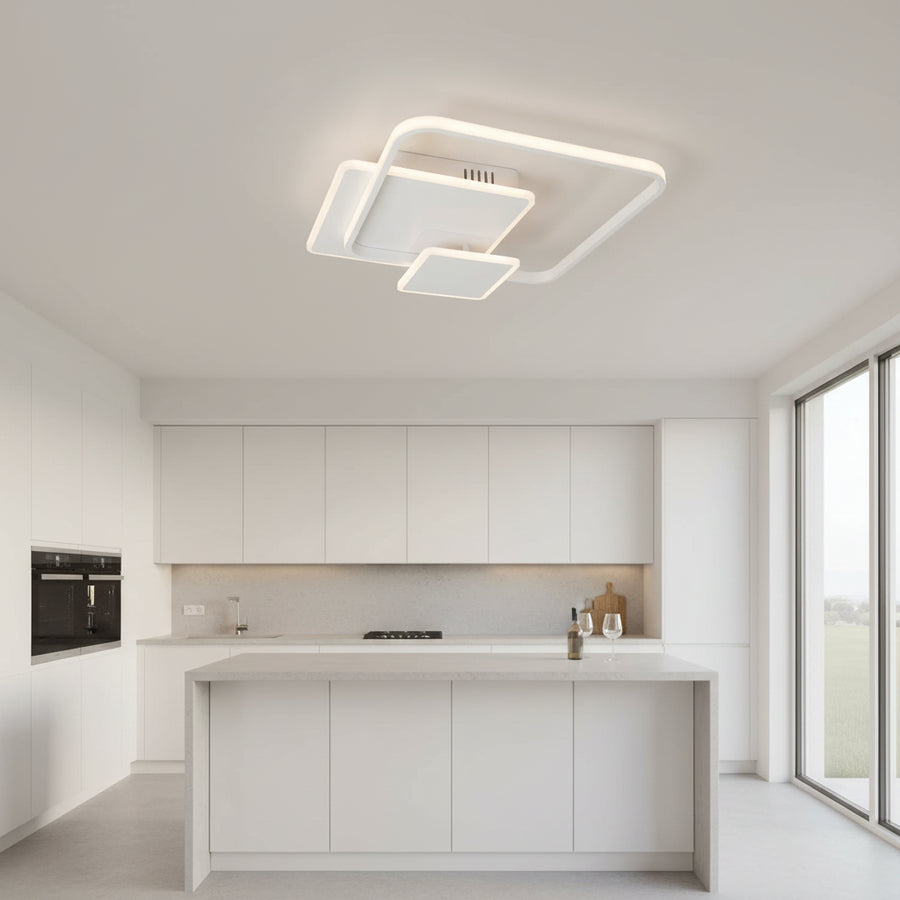 LED-csillár távirányítóval ANEMONA 75W, 3 négyzet, hideg/meleg/semleges fény, szabályozható, fehér LED-es csillár távirányítóval Alapértelmezett cím Alessandro Design