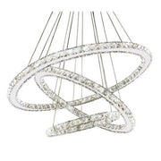Függesztett LED csillár távirányítóval és kristály TEATRU 36W, 3 kör, hideg/meleg/semleges fény, szabályozható, fényes króm, állítható magasságú Crystal LED csillárok Alapértelmezett cím Alessandro Design