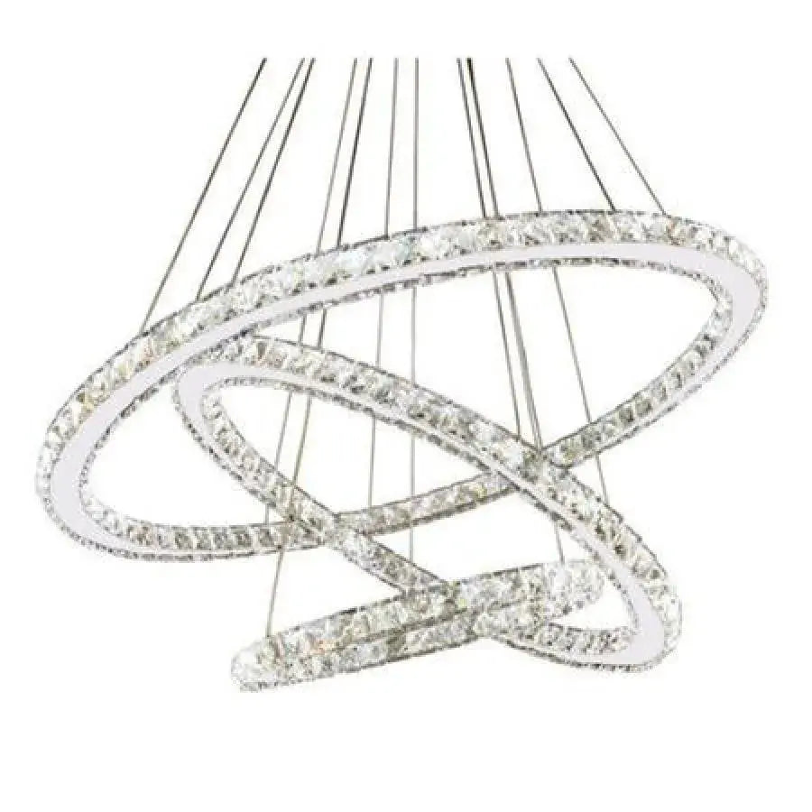 Függesztett LED csillár távirányítóval és kristály TEATRU 36W, 3 kör, hideg/meleg/semleges fény, szabályozható, fényes króm, állítható magasságú Crystal LED csillárok Alapértelmezett cím Alessandro Design