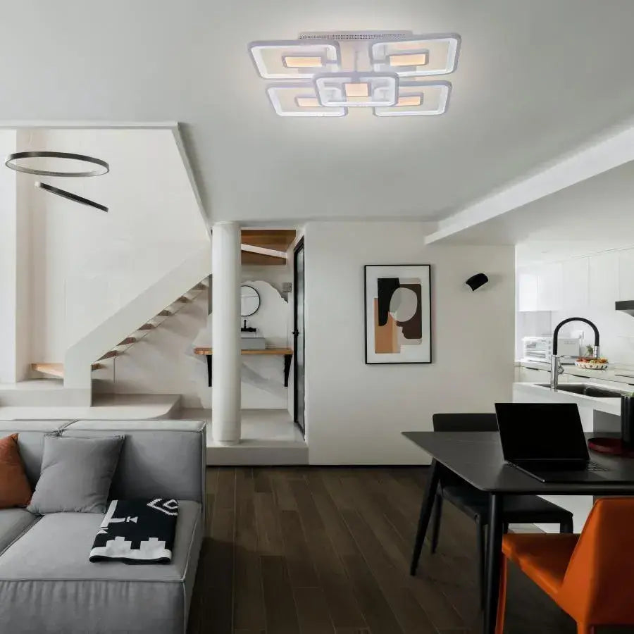 LED-es csillár távirányítóval FELIX 119W, 5 négyzet, hideg/meleg/semleges fény, szabályozható, fehér LED-es csillár távirányítóval Alapértelmezett cím Alessandro Design