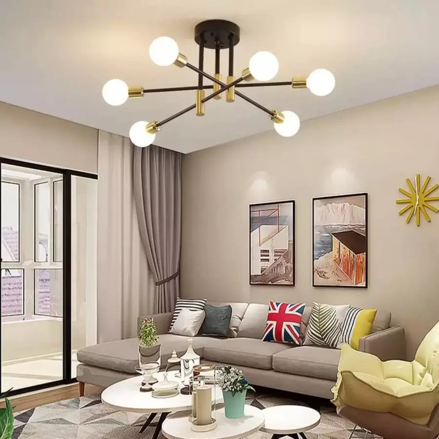 Modernista Hexa 6 Duo csillár, 6x E27, fekete és arany, modern dizájn Modern csillárok alapértelmezett cím Alessandro Design