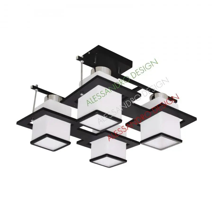Aramis klasszikus csillár fával, szögletes árnyalattal, 4 X E27 foglalattal, fehér/fekete klasszikus csillárok Alapértelmezett cím Alessandro Design