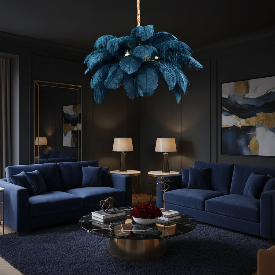 Minoss csillár, 8 W, hideg fény 6000K, tollak, 1xE27, átmérő 75 cm, fekete modern kandeláber Alapértelmezett cím Alessandro Design