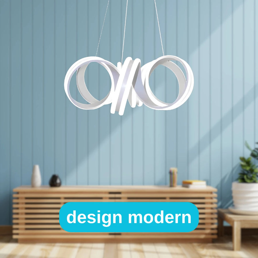 Függesztett LED-es csillár távirányítóval INFINITY TWIST 180W, hullámos, hideg/meleg/semleges fény, szabályozható, fehér, állítható magasságú modern csillárok alapértelmezett cím Alessandro Design