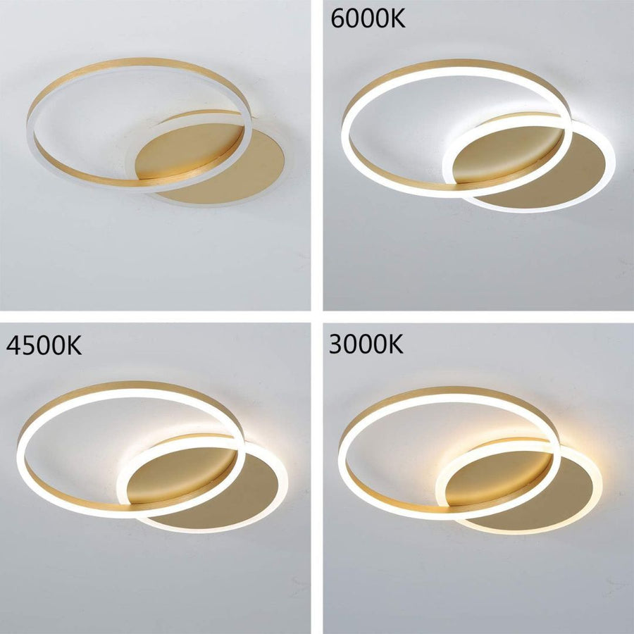 Lustra LED cu telecomanda RINOVA 47W, 2 cercuri, lumina Rece/Calda/Neutra, Dimabila, Auriu Lucios Lustre LED cu Telecomanda Default Title Alessandro Design