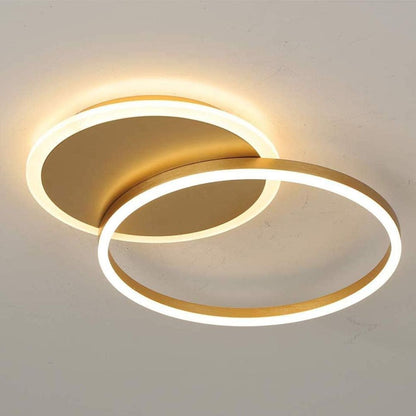 Lustra LED cu telecomanda RINOVA 47W, 2 cercuri, lumina Rece/Calda/Neutra, Dimabila, Auriu Lucios Lustre LED cu Telecomanda Default Title Alessandro Design