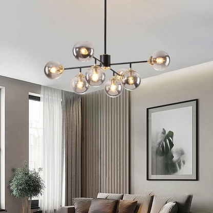Jermija csillár lámpaernyővel, 8x E27, fekete arany világítótestek Alapértelmezett cím Alessandro Design