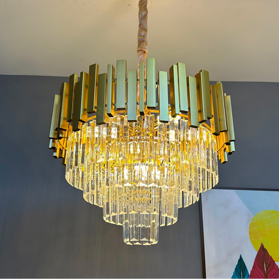 BLOIS Eleganza kristálycsillár, átmérő 50 cm, 8x E14, fényes arany, állítható magasságú kristálycsillárok, alapértelmezett cím Alessandro Design