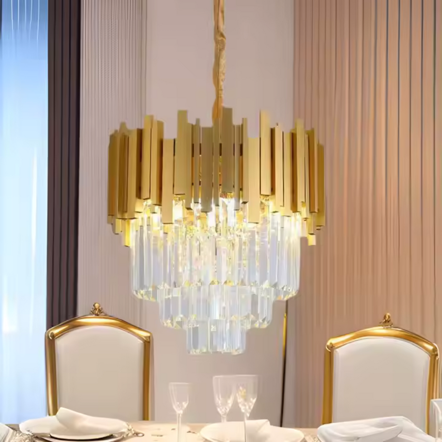 BLOIS Eleganza kristálycsillár, átmérő 50 cm, 8x E14, fényes arany, állítható magasságú kristálycsillárok, alapértelmezett cím Alessandro Design