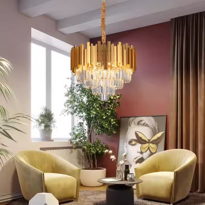 BLOIS Elegance kristálycsillár, átmérő 50 cm, 8x E14, fényes arany, állítható magasság