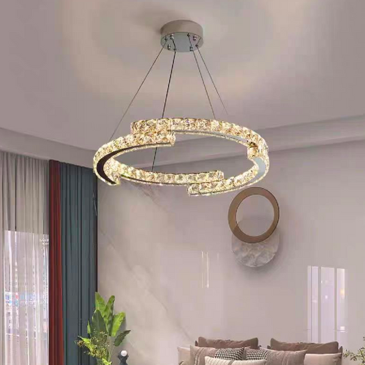 Lustra LED suspendata cu telecomanda si cristal MIA Yonca, 34W, 1 Cerc, lumina Rece/Calda/Neutra, Dimabila, Crom Lucios Lustre LED cu Telecomanda Default Title Alessandro Design