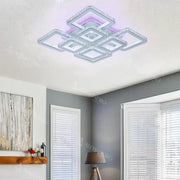 LED csillár távirányítóval és kristály LEILA 175W, 8 négyzet, hideg/meleg/semleges fény, szabályozható, fényes fehér króm LED csillárok távirányítóval Alapértelmezett cím Alessandro Design