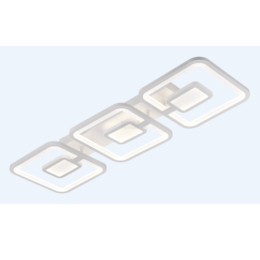 LED csillár távirányítóval FELIX 87W, 3 négyzet, hideg/meleg/semleges fény, szabályozható, fehér LED csillárok távirányítóval Alapértelmezett cím Alessandro Design