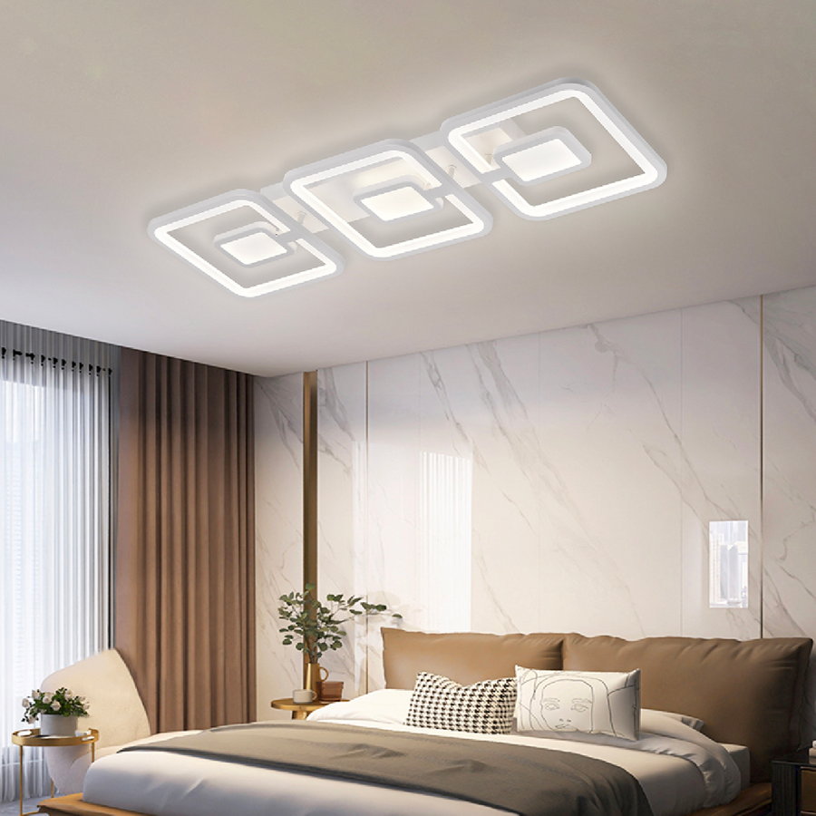 LED csillár távirányítóval FELIX 87W, 3 négyzet, hideg/meleg/semleges fény, szabályozható, fehér LED csillárok távirányítóval Alapértelmezett cím Alessandro Design