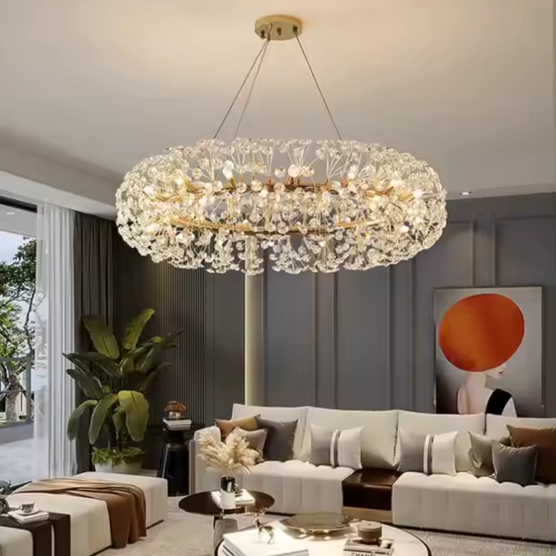 Kristálycsillár SEGOVIA Magno 12x E14, átmérő 60 cm, fényes arany, állítható magasságú kristálycsillárok, alapértelmezett cím Alessandro Design