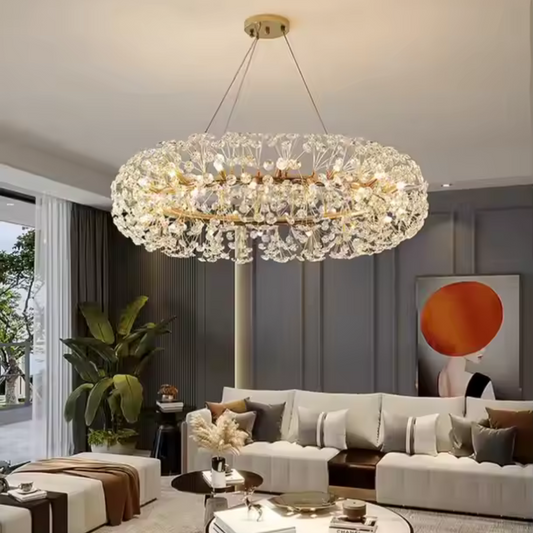Kristálycsillár SEGOVIA Magno 12x E14, átmérő 60 cm, fényes arany, állítható magasságú kristálycsillárok, alapértelmezett cím Alessandro Design