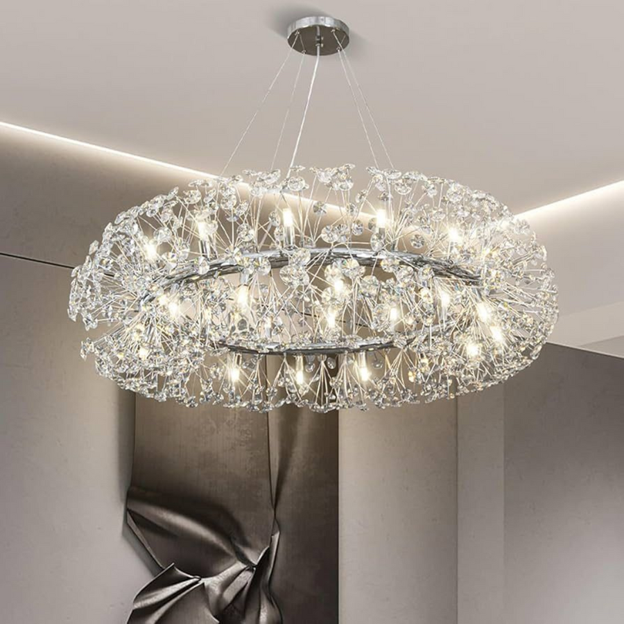 MINUET kristálycsillár 12x G9, átmérő 60 cm, fényes ezüst, állítható magasságú kristálycsillárok, alapértelmezett cím Alessandro Design