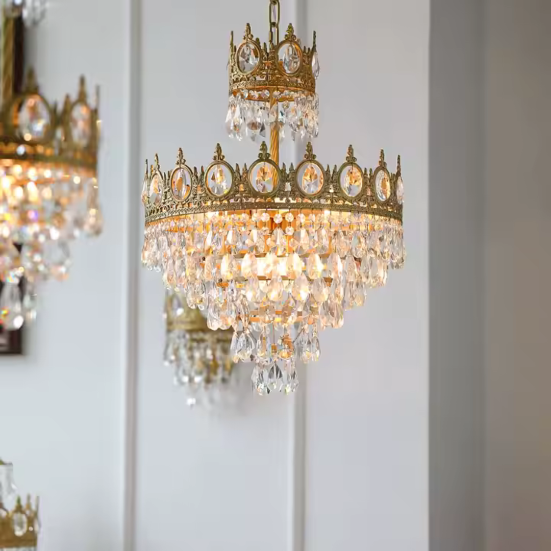 Candelabru Cristal REGALITE Petito, 8XE14, Diametru 45cm, Auriu Lucios, Inaltime Reglabila Candelabre Cristal Default Title Alessandro Design