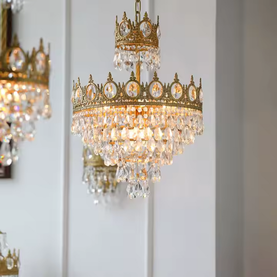 Candelabru Cristal REGALITE Petito, 8XE14, Diametru 45cm, Auriu Lucios, Inaltime Reglabila Candelabre Cristal Default Title Alessandro Design