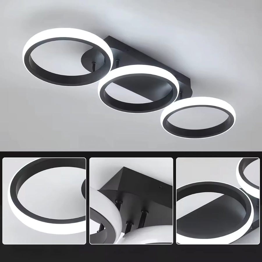 Lustra LED ELIO 24W, 3 Cercuri, Liniara, lumina Rece/Calda/Neutra, Negru Lustre LED Default Title Alessandro Design