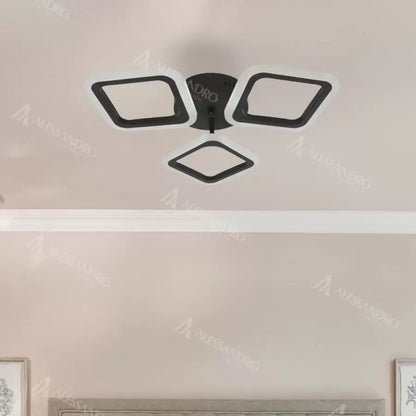 LED csillár PULSARIS 40W, 3 négyzet, hideg/meleg/semleges fény, fekete LED csillárok alapértelmezett cím Alessandro Design