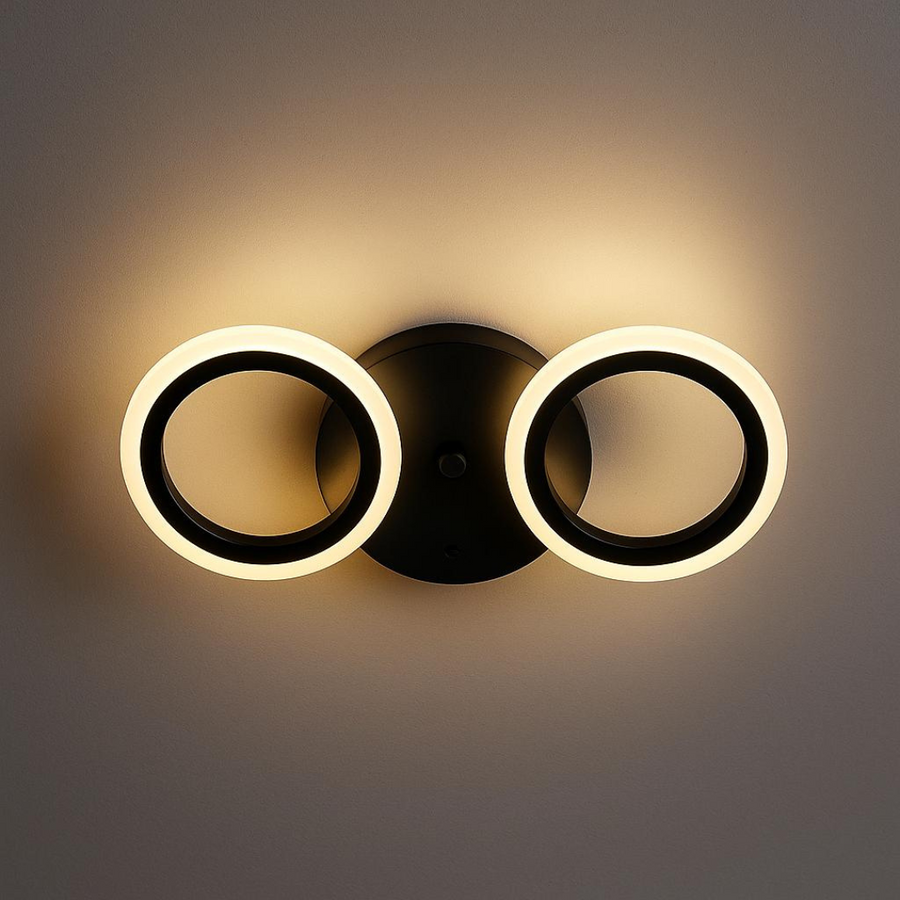 NAGY LED-es csillár 28W, 2 kör, hideg/meleg/semleges fény, fekete