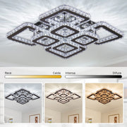 LED csillár távirányítóval és kristály QUADRIA SUPREMO RGB 168W, 8 négyzet, hideg/meleg/semleges fény, szabályozható, fényes króm LED csillárok távirányítóval Alapértelmezett cím Alessandro Design