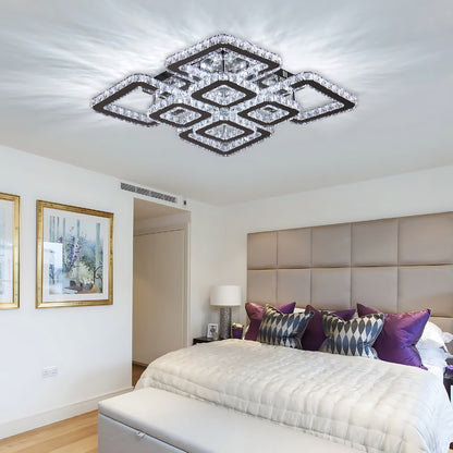 LED csillár távirányítóval és kristály QUADRIA SUPREMO RGB 168W, 8 négyzet, hideg/meleg/semleges fény, szabályozható, fényes króm LED csillárok távirányítóval Alapértelmezett cím Alessandro Design