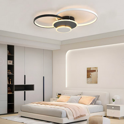 LED csillár távirányítóval KILLIAN 80W, 4 kör, hideg/meleg/semleges fény, szabályozható, fekete fehér