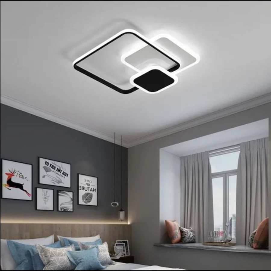 Lustra LED cu telecomanda ANEMONA 71W, 3 Patrate, lumina Rece/Calda/Neutra, Dimabila, Negru Lustre LED cu Telecomanda Default Title Alessandro Design