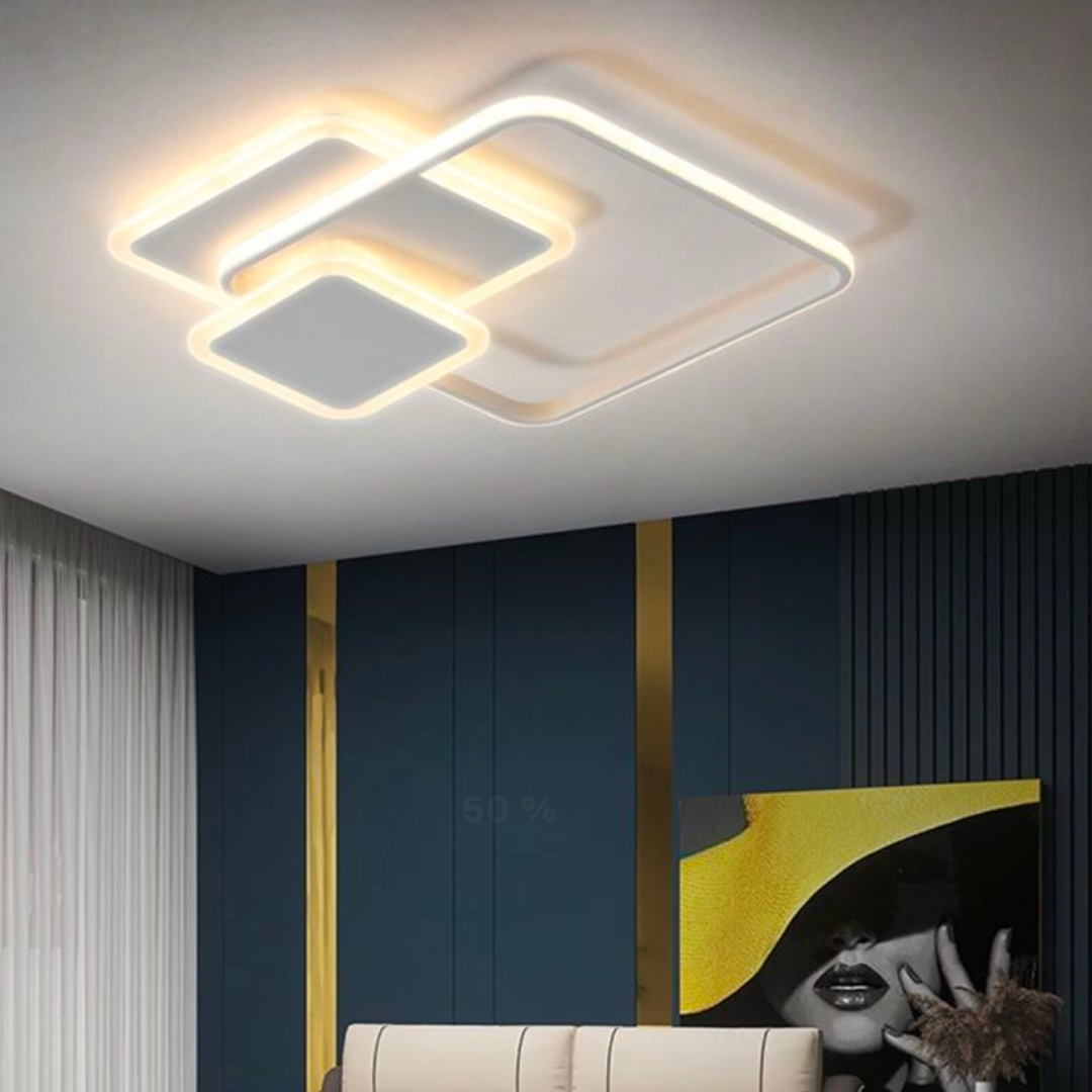 LED-csillár távirányítóval ANEMONA 75W, 3 négyzet, hideg/meleg/semleges fény, szabályozható, fehér LED-es csillár távirányítóval Alapértelmezett cím Alessandro Design