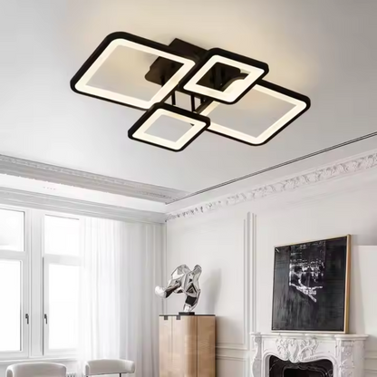 LED csillár távirányítóval MUGE 112W, 4 négyzet, hideg/meleg/semleges fény, szabályozható, fekete LED csillárok távirányítóval Alapértelmezett cím Alessandro Design