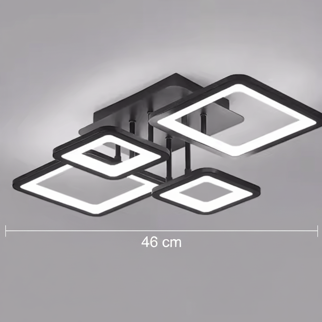 LED csillár távirányítóval MUGE 112W, 4 négyzet, hideg/meleg/semleges fény, szabályozható, fekete LED csillárok távirányítóval Alapértelmezett cím Alessandro Design